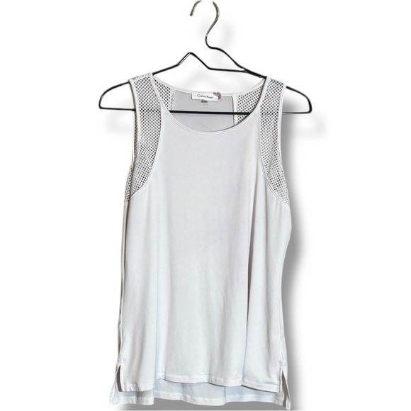 Calvin Klein Ivory Sleeveless Active Tank with Mesh Accents - Picture 12 of 15